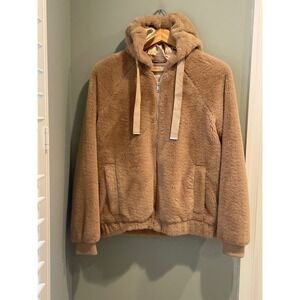 Altar'd State faux fur hoodie jacket tan zip front size m